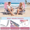 image:imageGiantex Folding Beach Chair Patio Sling Chairs with 5 Adjustable Position Head Pillow Storage Bag Towel Bar Cup Holders Backpack Chairs for Sunbathing Camping ChairPink