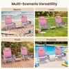 image:imageGiantex Folding Beach Chair Patio Sling Chairs with 5 Adjustable Position Head Pillow Storage Bag Towel Bar Cup Holders Backpack Chairs for Sunbathing Camping ChairPink
