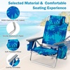 image:imageGiantex Folding Beach Chair Patio Sling Chairs with 5 Adjustable Position Head Pillow Storage Bag Towel Bar Cup Holders Backpack Chairs for Sunbathing Camping ChairPalm