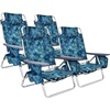 image:imageGiantex Folding Beach Chair Patio Sling Chairs with 5 Adjustable Position Head Pillow Storage Bag Towel Bar Cup Holders Backpack Chairs for Sunbathing Camping ChairNavy