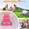 image:imageGiantex Folding Beach Chair Patio Sling Chairs with 5 Adjustable Position Head Pillow Storage Bag Towel Bar Cup Holders Backpack Chairs for Sunbathing Camping ChairStripe Pink