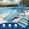image:imageGiantex Folding Beach Tanning Chair Adjustable Face Down Patio Lounge Chair w 4Position Backrest Face Hole amp Removable Pillow Portable Sunbathing Chair for Poolside Yard Lawn 1Blue StripeBlue Stripe