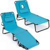 image:imageGiantex Folding Beach Tanning Chair Adjustable Face Down Patio Lounge Chair w 4Position Backrest Face Hole amp Removable Pillow Portable Sunbathing Chair for Poolside Yard Lawn 1Blue StripeBlue