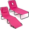 image:imageGiantex Folding Beach Tanning Chair Adjustable Face Down Patio Lounge Chair w 4Position Backrest Face Hole amp Removable Pillow Portable Sunbathing Chair for Poolside Yard Lawn 1Blue StripePink