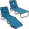 image:imageGiantex Folding Beach Tanning Chair Adjustable Face Down Patio Lounge Chair w 4Position Backrest Face Hole amp Removable Pillow Portable Sunbathing Chair for Poolside Yard Lawn 1Blue StripeSteel Blue