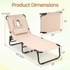 image:imageGiantex Folding Beach Tanning Chair Adjustable Face Down Patio Lounge Chair w 4Position Backrest Face Hole amp Removable Pillow Portable Sunbathing Chair for Poolside Yard Lawn 1Blue StripeSand
