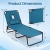 image:imageGiantex Folding Beach Tanning Chair Adjustable Face Down Patio Lounge Chair w 4Position Backrest Face Hole amp Removable Pillow Portable Sunbathing Chair for Poolside Yard Lawn 1Blue StripeSteel Blue