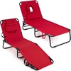 image:imageGiantex Folding Beach Tanning Chair Adjustable Face Down Patio Lounge Chair w 4Position Backrest Face Hole amp Removable Pillow Portable Sunbathing Chair for Poolside Yard Lawn 1Blue StripeRed