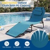 image:imageGiantex Folding Beach Tanning Chair Adjustable Face Down Patio Lounge Chair w 4Position Backrest Face Hole amp Removable Pillow Portable Sunbathing Chair for Poolside Yard Lawn 1Blue StripeSteel Blue