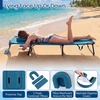 image:imageGiantex Folding Beach Tanning Chair Adjustable Face Down Patio Lounge Chair w 4Position Backrest Face Hole amp Removable Pillow Portable Sunbathing Chair for Poolside Yard Lawn 1Blue StripeSteel Blue