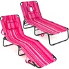 image:imageGiantex Folding Beach Tanning Chair Adjustable Face Down Patio Lounge Chair w 4Position Backrest Face Hole amp Removable Pillow Portable Sunbathing Chair for Poolside Yard Lawn 1Blue StripePink Stripe