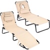 image:imageGiantex Folding Beach Tanning Chair Adjustable Face Down Patio Lounge Chair w 4Position Backrest Face Hole amp Removable Pillow Portable Sunbathing Chair for Poolside Yard Lawn 1Blue StripeSand