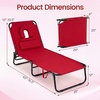 image:imageGiantex Folding Beach Tanning Chair Adjustable Face Down Patio Lounge Chair w 4Position Backrest Face Hole amp Removable Pillow Portable Sunbathing Chair for Poolside Yard Lawn 1Blue StripeRed