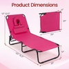 image:imageGiantex Folding Beach Tanning Chair Adjustable Face Down Patio Lounge Chair w 4Position Backrest Face Hole amp Removable Pillow Portable Sunbathing Chair for Poolside Yard Lawn 1Blue StripePink