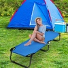 image:imageGiantex Folding Camping Cot for Adults Portable Sleeping Cot Bed with 600D Oxford Fabric Heavy Duty Frame 350Lbs Capacity 1Step Use Outdoor Lounge Chair for Sleepover Hiking Home amp Office BlueBlue
