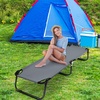 image:imageGiantex Folding Camping Cot for Adults Portable Sleeping Cot Bed with 600D Oxford Fabric Heavy Duty Frame 350Lbs Capacity 1Step Use Outdoor Lounge Chair for Sleepover Hiking Home amp Office BlueGrey