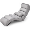 image:imageGiantex Folding Lazy Sofa Chair Modern Chaise Lounge WPillow for Reading Leisure Foldable Comfy Floor Accent Chair for Bedroom Living Room GrayGrey