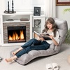 image:imageGiantex Folding Lazy Sofa Chair Modern Chaise Lounge WPillow for Reading Leisure Foldable Comfy Floor Accent Chair for Bedroom Living Room GrayGrey