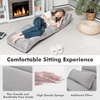 image:imageGiantex Folding Lazy Sofa Chair Modern Chaise Lounge WPillow for Reading Leisure Foldable Comfy Floor Accent Chair for Bedroom Living Room GrayGrey