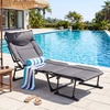 image:imageGiantex Folding Patio Lounge Chair with 6 Backrest Positions Portable Foldable Bed with Cushion and Armrest Head Pillow Adjustable Recliner Outdoor Camping Cot for Yard Bench Office Home 21