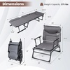 image:imageGiantex Folding Patio Lounge Chair with 6 Backrest Positions Portable Foldable Bed with Cushion and Armrest Head Pillow Adjustable Recliner Outdoor Camping Cot for Yard Bench Office Home 22