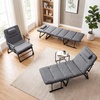 image:imageGiantex Folding Patio Lounge Chair with 6Level Adjustable Backrest Outdoor Foldable Bed with Detachable Cushion and Armrest Head Pillow Portable Camping Cot for Yard Bench Office Home 11