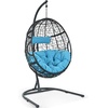 image:imageGiantex Hanging Egg Chair Swing Chair with CHammock Stand Set Hammock Chair with Soft Seat Cushion amp Pillow Multifunctional Hanging Chairs for Outdoor Indoor Bedroom RedBlue