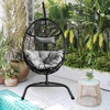 image:imageGiantex Hanging Egg Chair Swing Chair with CHammock Stand Set Hammock Chair with Soft Seat Cushion amp Pillow Multifunctional Hanging Chairs for Outdoor Indoor Bedroom RedGrey