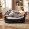 image:imageGiantex Inflatable Loveseat Couch Portable amp Foldable 2Seater Air Sofa for Adults wArmrests Blow Up Lounge Chair Outdoor Indoor Flocked Recliner for Camping Travel Without Pump BlackGrey2Blackgrey