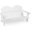 image:imageGiantex Kids Adirondack Chair 2Seat  Childrens Outdoor Chair with High Backrest Arm Rest 300 Lbs Capacity Wood Double Loveseat Porch Chair for Yard Poolside 1 Khaki GreyWhite
