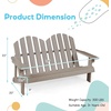 image:imageGiantex Kids Adirondack Chair 2Seat  Childrens Outdoor Chair with High Backrest Arm Rest 300 Lbs Capacity Wood Double Loveseat Porch Chair for Yard Poolside 1 Khaki GreyKhaki Grey