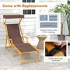 image:imageGiantex Lounge Chair Outdoor Foldable Beach Chaise Lounge with Adjustable Canopy Replacement Fabric Wood Frame Reclining Backrest amp Footrest Camping Chair for Patio Poolside Beach 1 BrownBrown