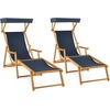 image:imageGiantex Lounge Chair Outdoor Foldable Beach Chaise Lounge with Adjustable Canopy Replacement Fabric Wood Frame Reclining Backrest amp Footrest Camping Chair for Patio Poolside Beach 1 BrownNavy