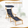 image:imageGiantex Lounge Chair Outdoor Foldable Beach Chaise Lounge with Adjustable Canopy Replacement Fabric Wood Frame Reclining Backrest amp Footrest Camping Chair for Patio Poolside Beach 1 BrownNavy