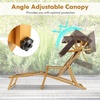 image:imageGiantex Lounge Chair Outdoor Foldable Beach Chaise Lounge with Adjustable Canopy Replacement Fabric Wood Frame Reclining Backrest amp Footrest Camping Chair for Patio Poolside Beach 1 BrownBrown