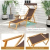 image:imageGiantex Lounge Chair Outdoor Foldable Beach Chaise Lounge with Adjustable Canopy Replacement Fabric Wood Frame Reclining Backrest amp Footrest Camping Chair for Patio Poolside Beach 1 BrownBrown