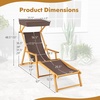 image:imageGiantex Lounge Chair Outdoor Foldable Beach Chaise Lounge with Adjustable Canopy Replacement Fabric Wood Frame Reclining Backrest amp Footrest Camping Chair for Patio Poolside Beach 1 BrownBrown