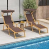 image:imageGiantex Lounge Chair Outdoor Foldable Beach Chaise Lounge with Adjustable Canopy Replacement Fabric Wood Frame Reclining Backrest amp Footrest Camping Chair for Patio Poolside Beach 1 BrownBrown