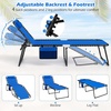 image:imageGiantex Lounge Chair Outdoor Folding Tanning Chair with 4 Adjustable Positions Removable Headrest Footrest Side Pocket Load 440 Lbs Portable Recliner for Lawn Yard Beach Sunbathing 1 GreyNavy
