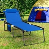 image:imageGiantex Lounge Chair Outdoor Folding Tanning Chair with 4 Adjustable Positions Removable Headrest Footrest Side Pocket Load 440 Lbs Portable Recliner for Lawn Yard Beach Sunbathing 1 GreyNavy
