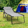 image:imageGiantex Lounge Chair Outdoor Folding Tanning Chair with 4 Adjustable Positions Removable Headrest Footrest Side Pocket Load 440 Lbs Portable Recliner for Lawn Yard Beach Sunbathing 1 GreyGrey