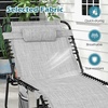 image:imageGiantex Lounge Chair Outdoor Folding Tanning Chair with 4 Adjustable Positions Removable Headrest Footrest Side Pocket Load 440 Lbs Portable Recliner for Lawn Yard Beach Sunbathing 1 GreyGrey