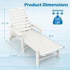 image:imageGiantex Lounge Chair Outdoor Oversized Chaise Lounge Chair with 4Position Backrest Rotatory Cup Holder Weatherproof HDPE Patio Lounge Chair for Outside Garden Deck Poolside Backyard White 12