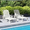 image:imageGiantex Lounge Chair Outdoor Oversized Chaise Lounge Chair with 4Position Backrest Rotatory Cup Holder Weatherproof HDPE Patio Lounge Chair for Outside Garden Deck Poolside Backyard White 11