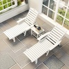 image:imageGiantex Lounge Chair Outdoor Oversized Chaise Lounge Chair with 4Position Backrest Rotatory Cup Holder Weatherproof HDPE Patio Lounge Chair for Outside Garden Deck Poolside Backyard White 11
