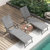 image:imageGiantex Lounge Chair Outdoor Set of 2  Tanning Chair with 6 Adjustable Backrest 2Level Footrest Folding Sunbathing Lounger for Patio Poolside Yard Chaise Lounge Chair Beach Chair BlackGrey