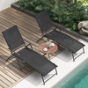 image:imageGiantex Lounge Chair Outdoor Set of 2  Tanning Chair with 6 Adjustable Backrest 2Level Footrest Folding Sunbathing Lounger for Patio Poolside Yard Chaise Lounge Chair Beach Chair BlackBlack