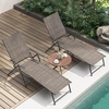 image:imageGiantex Lounge Chair Outdoor Set of 2  Tanning Chair with 6 Adjustable Backrest 2Level Footrest Folding Sunbathing Lounger for Patio Poolside Yard Chaise Lounge Chair Beach Chair BlackBrown