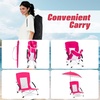 image:imageGiantex Low Folding Beach Chair with Detachable amp Adjustable Umbrella Carrying Bag Padded Armrests Mesh High Back Load 330 LBS AntiSlip Foot Pads Camping Chair for Picnic Lawn BluePink