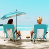 image:imageGiantex Low Folding Beach Chair with Detachable amp Adjustable Umbrella Carrying Bag Padded Armrests Mesh High Back Load 330 LBS AntiSlip Foot Pads Camping Chair for Picnic Lawn BlueBlue